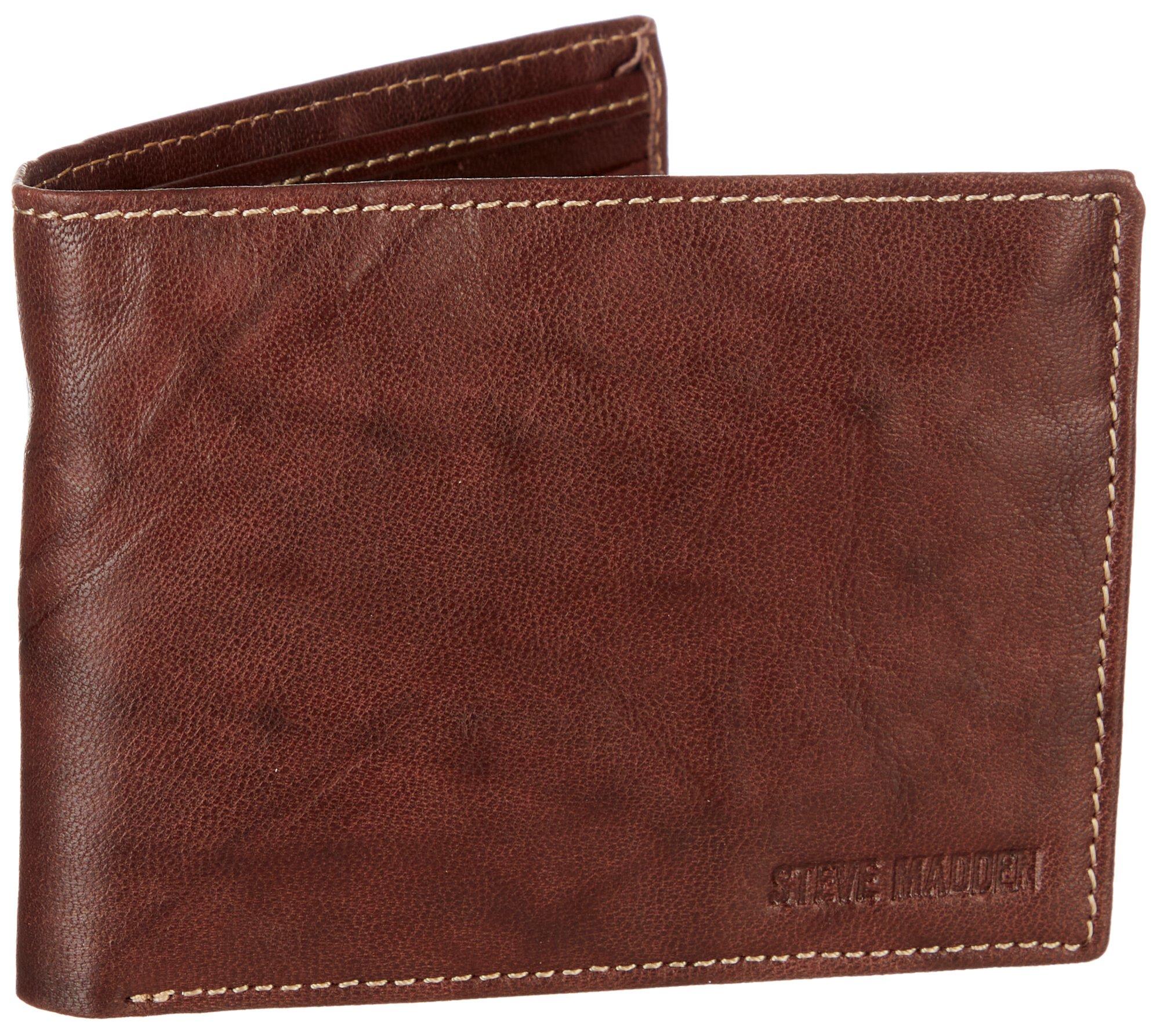 Steve Madden Mens RFID Genuine Leather Passcase Wallet
