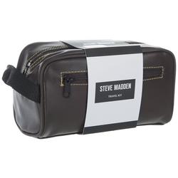 Mens Soft Vegan Leather Toiletry Bag Travel Kit