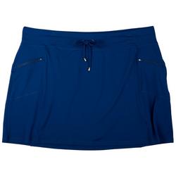 Plus Solid Knit Zip Pocket Skirt