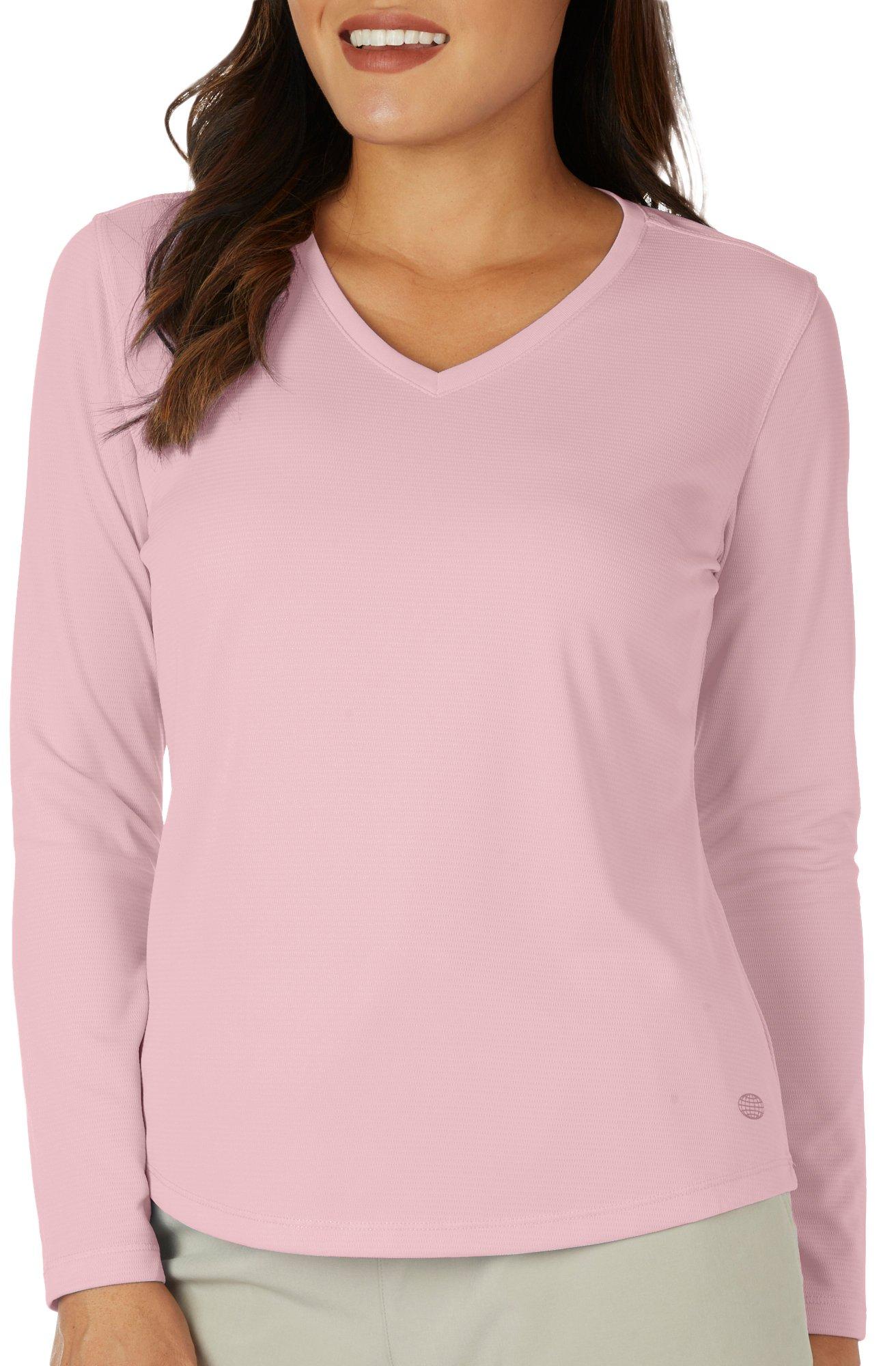 Plus Freeline Solid V Neck Long Sleeve Top