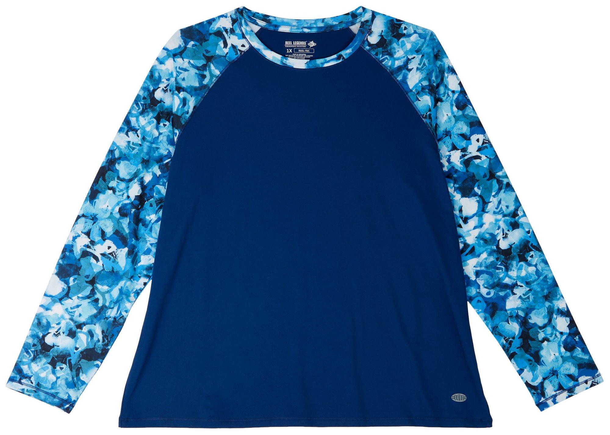Plus Reel-Tec Crew Print Raglan Long Sleeve Top