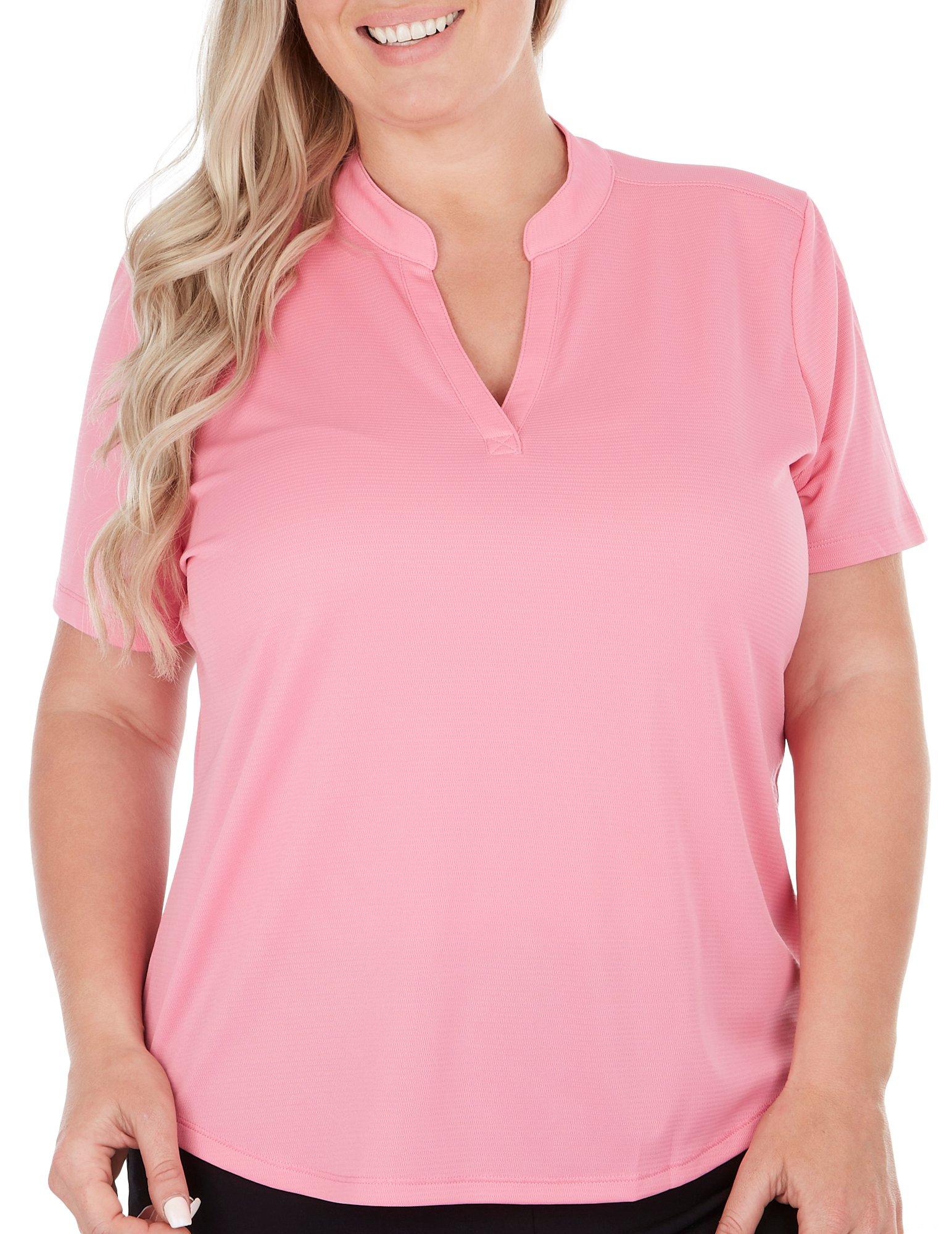 Plus Solid Freeline Mandarin Short Sleeve Top