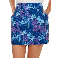 Plus 15 in. Stretch Woven Floral Skirt