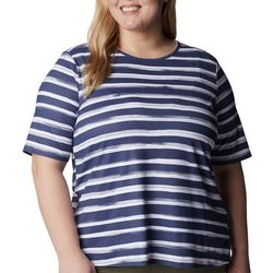 Columbia Plus Striped Open Back Vent Short Sleeve Tee