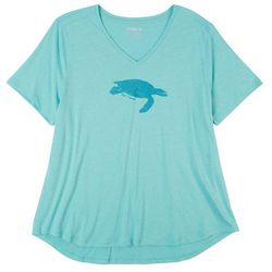 Reel Legends Plus Painted Turtle V Neck T-Shirt