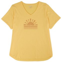 Reel Legends Womens Plus Sunset V Neck T-Shirt