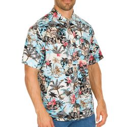 Mens Tropical Print Short Sleeve Button Up Shirt