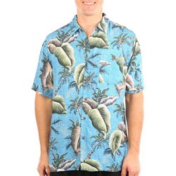 Mens Palm Trees Suns Button-Down Short Sleeve Shirt