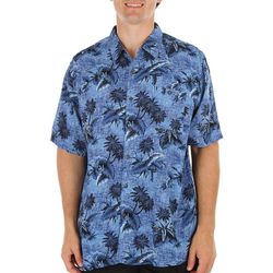 Mens Palm Trees & Fronds Button-Down Short Sleeve Shirt