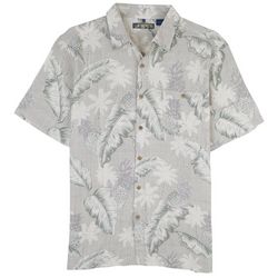 CAMPIA MODA Mens Tropical Leaves Print Short Sleeve Shirt