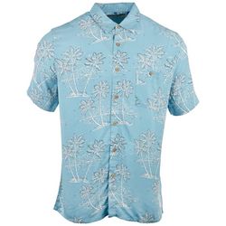 Campia Mens Palm Print Button-Down Short Sleeve Shirt