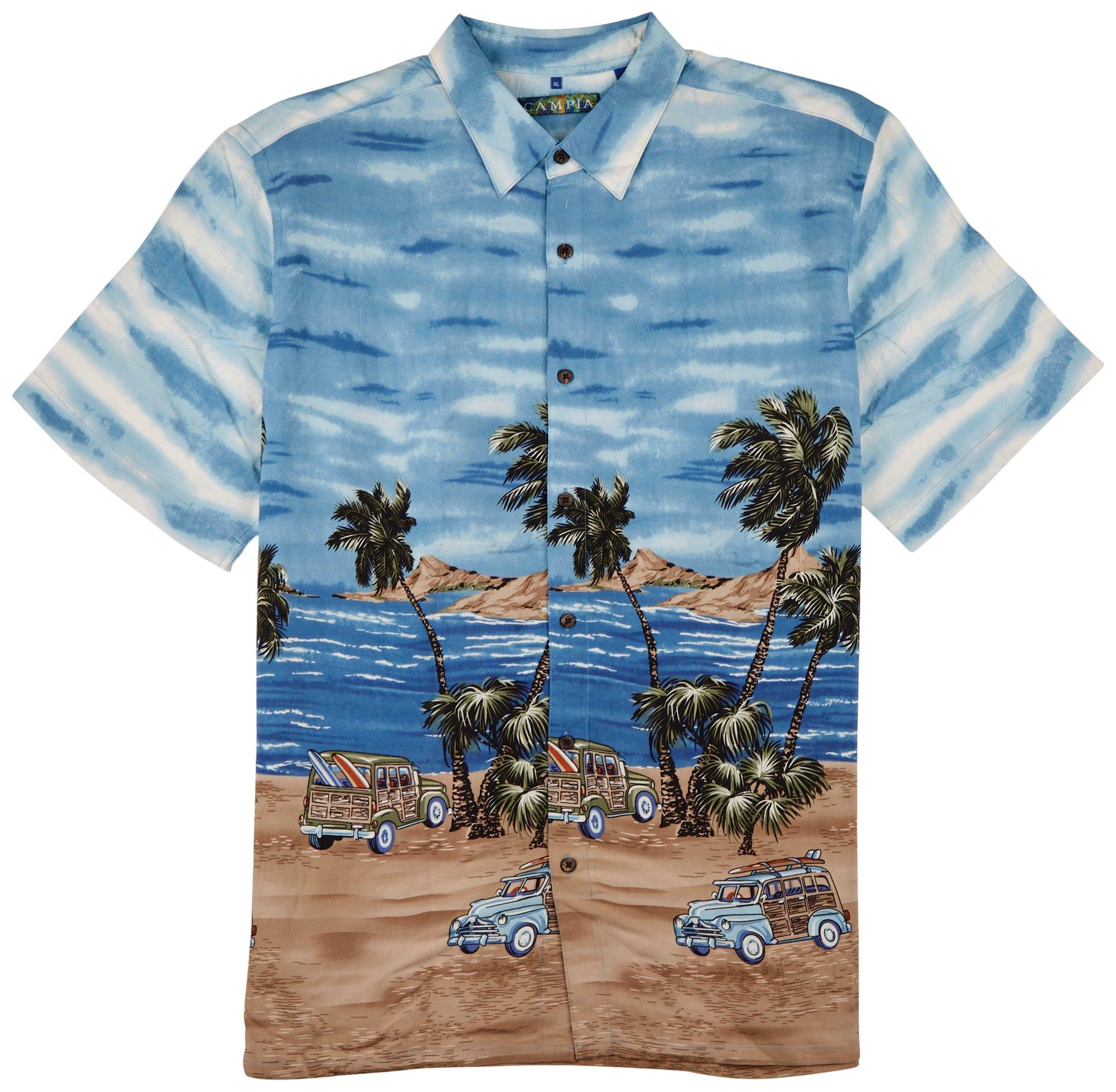 Mens Beachside Button-Down Short Sleeve Shirt