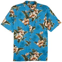 CAMPIA Mens Tropical Floral Print Short Sleeve Shirt