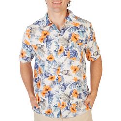 Havana Jim Mens Tropical Floral Print Short Sleeve Shirt