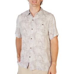 Havana Jim Mens Palm Floral Print Short Sleeve Shirt