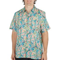 Havana Jim Parrot Palms Short Sleeve Button Down Shirt
