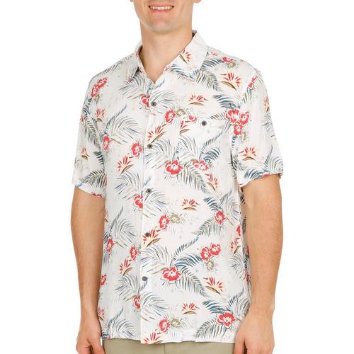 Havana Jim Mens Hibiscus Flower Short Sleeve Shirt
