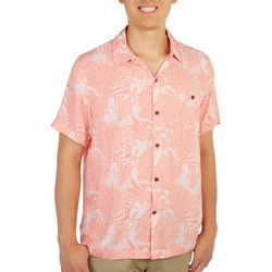Havana Jim Mens Tropical Leaves Short Sleeve Shirt