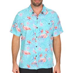 HAVANA JIM Mens Flamingo Paradise Short Sleeve Shirt