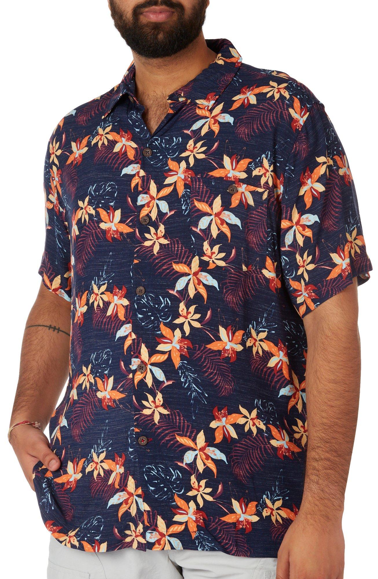 Havana Jim Mens Hawaiian Floral  Short Sleeve Shirt