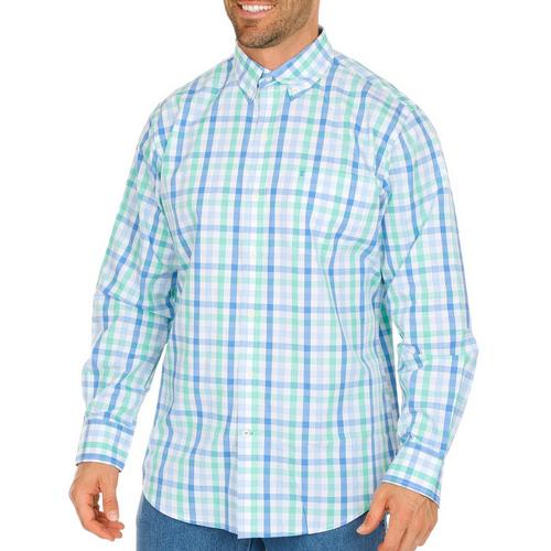 Mens Checkered Button Down Long Sleeve Shirt