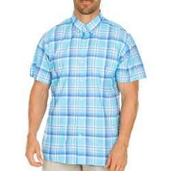 IZOD Mens Large Plaid Breeze Woven Short Sleeve Shirt