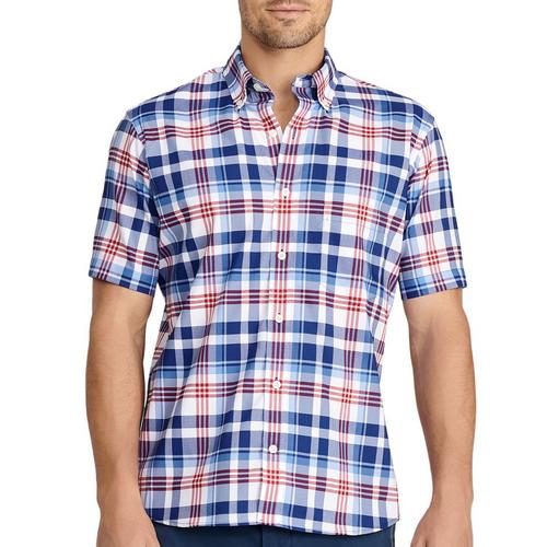 IZOD Mens Large Plaid Pattern Short Sleeve Shirt