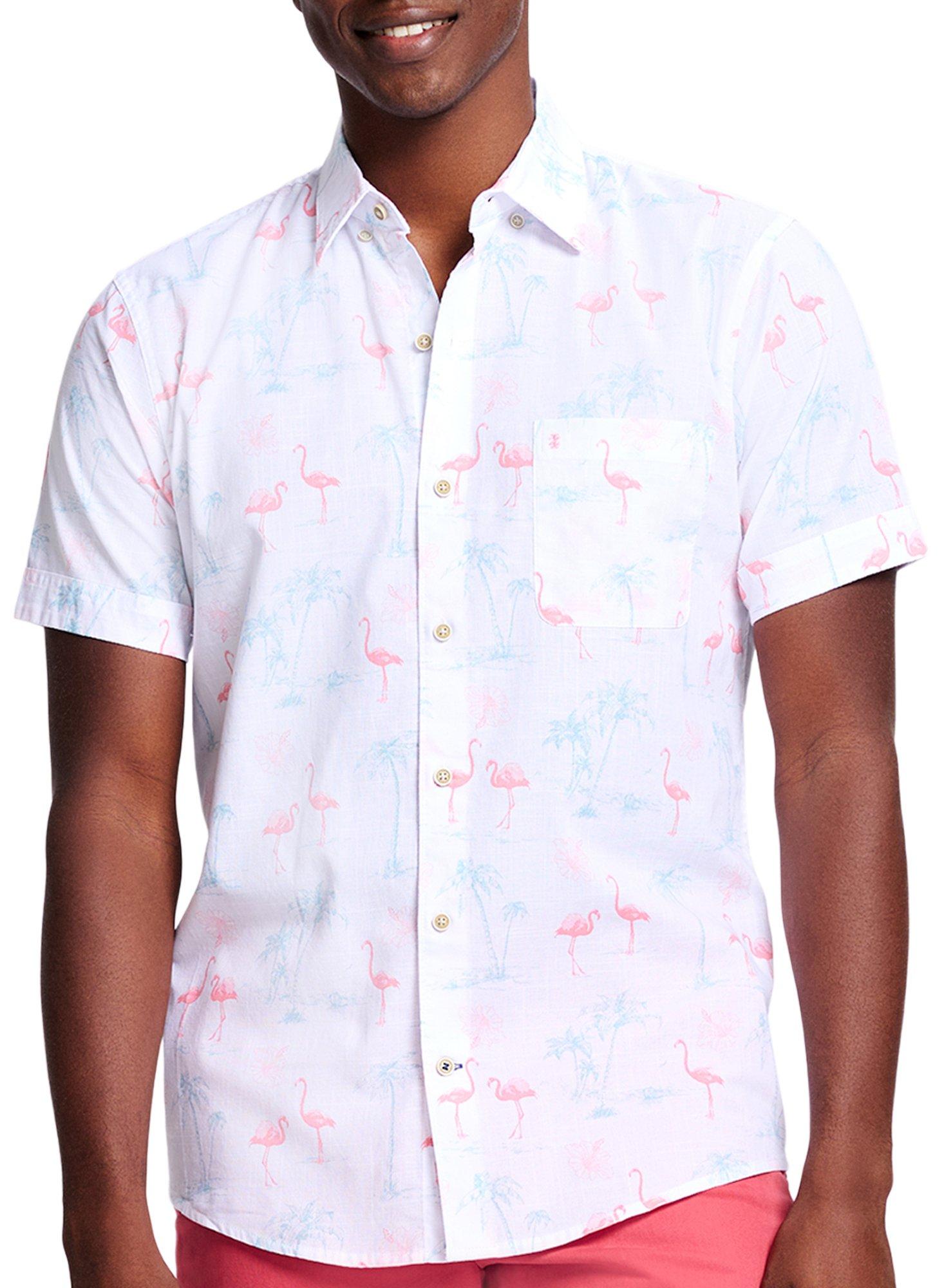IZOD Mens Tropical Short Sleeve Button Up Shirt