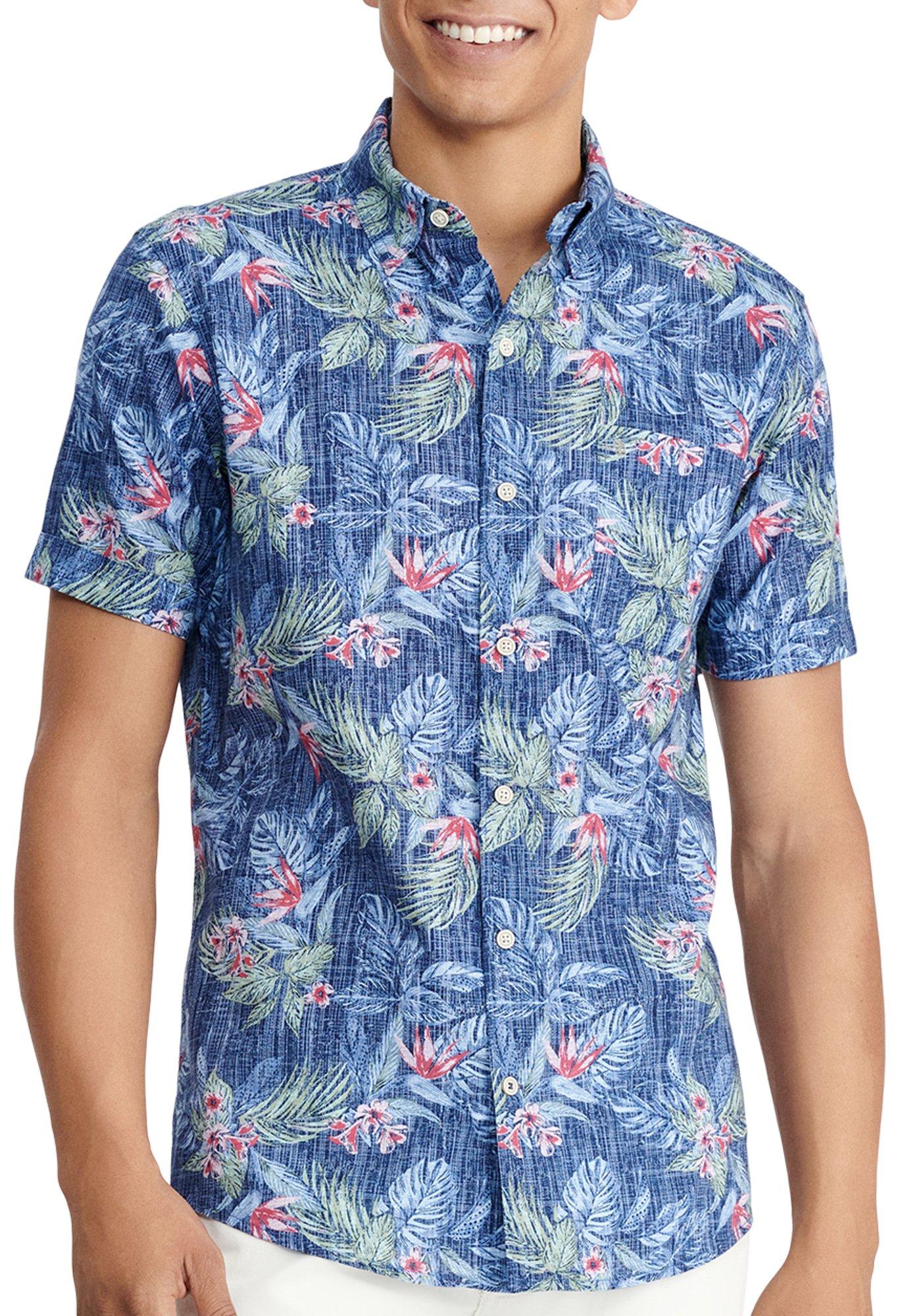 IZOD Mens Tropical Short Sleeve Button Up Woven Shirt