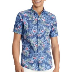 IZOD Mens Tropical Short Sleeve Button Up Woven Shirt