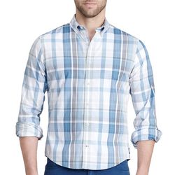 IZOD Mens Woven Plaid Button-Up Long Sleeve Shirt