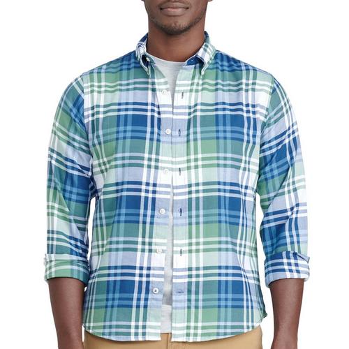 IZOD Mens Woven Multi Plaid Button-Up Long Sleeve