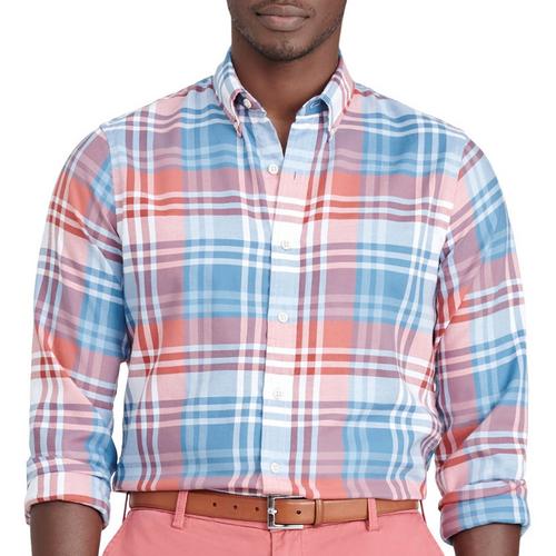 IZOD Mens Woven Multi Plaid Button-Up Long Sleeve