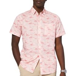 IZOD Mens Flamingo Print Short Sleeve Shirt
