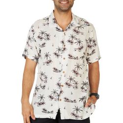 KAHUNA BAY Mens Palm Tree Print Button-Up Shirt