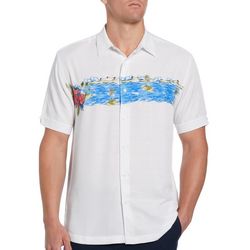 Cubavera Mens Scenic Textured Short Sleeve Shirt