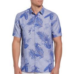 Cubavera Mens Cross Tropical Leaf Print Short Sleeve Shirt