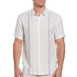Cubavera Mens Yarn Dye Panel Short Sleeve Shirt