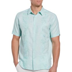 Cubavera Mens Tropical Embroidered Panel Short Sleeve Shirt