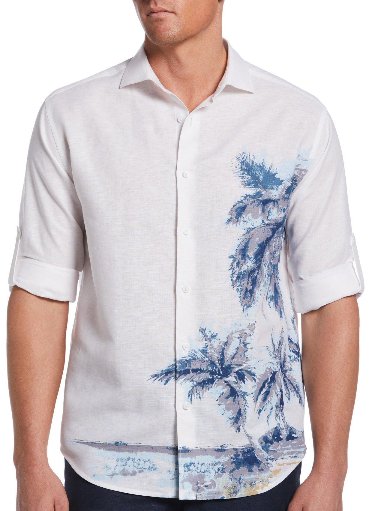 Cubavera Mens Tropical Print Short Sleeve Woven Shirt