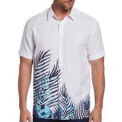 Cubavera Mens Leaf  Print Short Sleeve Woven Button Shirt