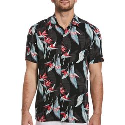 Cubavera Mens Floral Print Short Sleeve Button Shirt