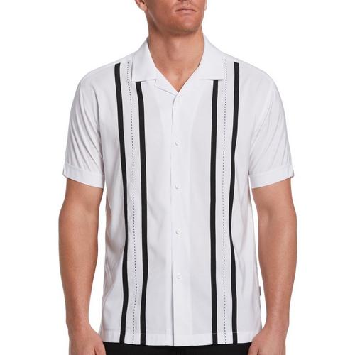 Cubavera Mens Striped Button Down Point Collar Shirt