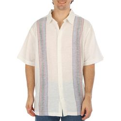 Cubavera Mens Big & Tall Yarn Dye Panel Short Sleeve Shirt