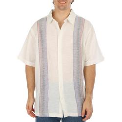 Mens Big & Tall Yarn Dye Panel Short Sleeve Shirt