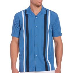 Cubavera Mens Camp Collar Retro Panel Short Sleeve Shirt