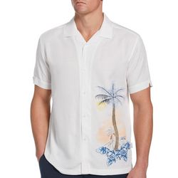 Cubavera Mens Sunset Palm Print Short Sleeve Shirt