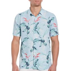 Cubavera Mens Botanical Print Button Down Short Sleeve Shirt