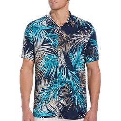 Cubavera Mens Tropical Print Button Down Short Sleeve Shirt