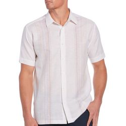 Cubavera Mens Sunset Print Panel Short Sleeve Shirt
